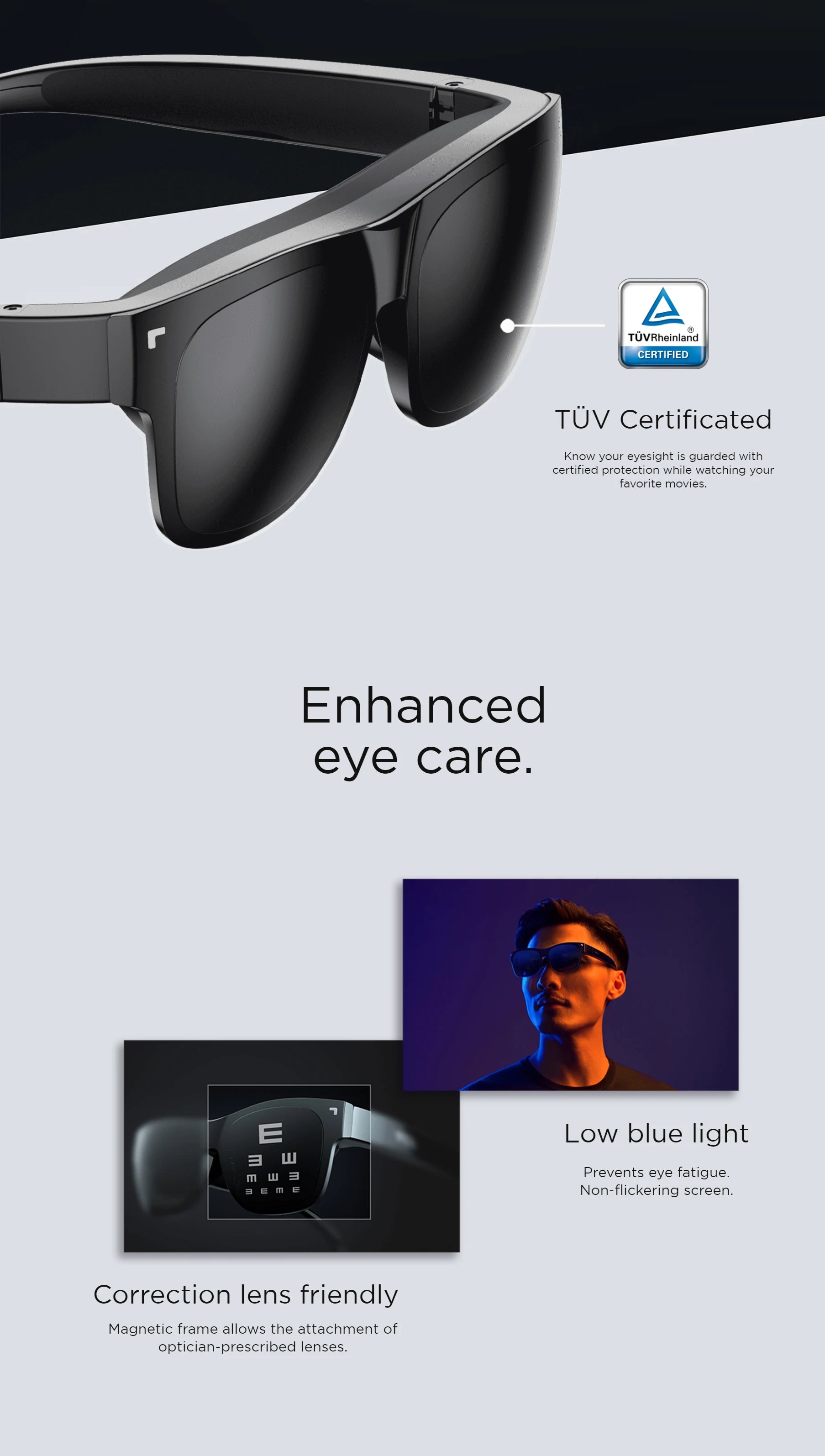 RayNeo TCL NXTWEAR AIR AR Glasses 140inch Portable HD Giant Screen Dual Full HD Micro-OLED Display Private Cinema for Phone